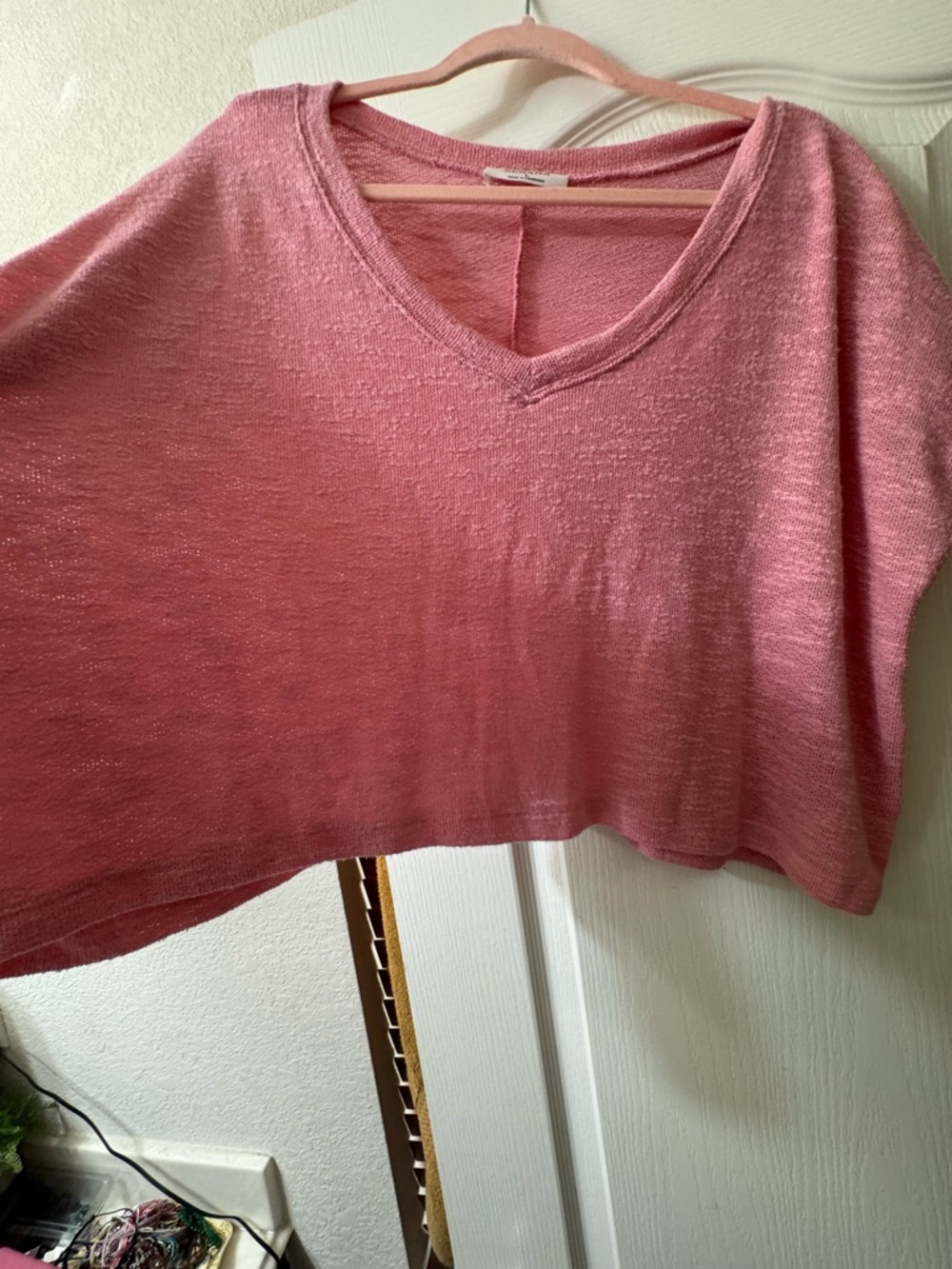 Zenana Outfitters Rose Pink V-Neck Lightweight Knit Pullover